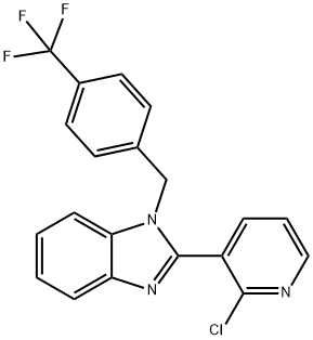 2-(2-CHLORO-3-PYRIDINYL)-1-[4-(TRIFLUOROMETHYL)BENZYL]-1H-1,3-BENZIMIDAZOLE 结构式