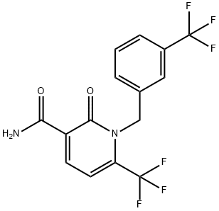 2-OXO-6-(TRIFLUOROMETHYL)-1-[3-(TRIFLUOROMETHYL)BENZYL]-1,2-DIHYDRO-3-PYRIDINECARBOXAMIDE 结构式