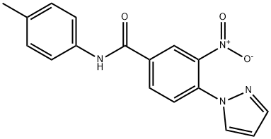 N-(4-METHYLPHENYL)-3-NITRO-4-(1H-PYRAZOL-1-YL)BENZENECARBOXAMIDE 结构式