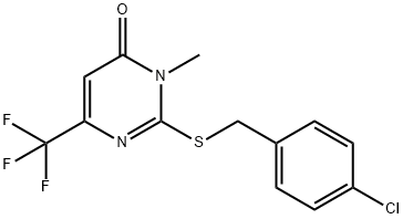 2-[(4-CHLOROBENZYL)SULFANYL]-3-METHYL-6-(TRIFLUOROMETHYL)-4(3H)-PYRIMIDINONE 结构式