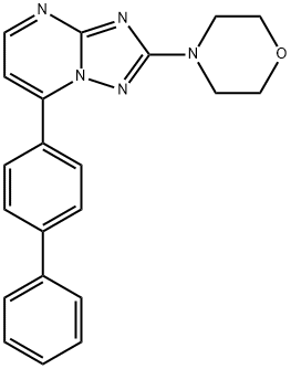 7-[1,1'-BIPHENYL]-4-YL-2-MORPHOLINO[1,2,4]TRIAZOLO[1,5-A]PYRIMIDINE 结构式