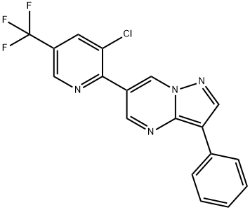 6-[3-Chloro-5-(trifluoromethyl)-2-pyridinyl]-3-phenylpyrazolo[1,5-a]pyrimidine 结构式