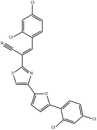 3-(2,4-DICHLOROPHENYL)-2-(4-[5-(2,4-DICHLOROPHENYL)-2-FURYL]-1,3-THIAZOL-2-YL)ACRYLONITRILE 结构式