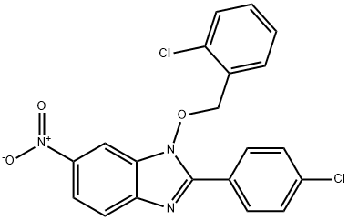 1-[(2-CHLOROBENZYL)OXY]-2-(4-CHLOROPHENYL)-6-NITRO-1H-1,3-BENZIMIDAZOLE 结构式