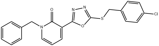 1-BENZYL-3-(5-[(4-CHLOROBENZYL)SULFANYL]-1,3,4-OXADIAZOL-2-YL)-2(1H)-PYRIDINONE 结构式