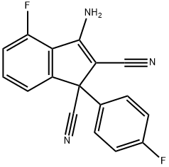 3-AMINO-4-FLUORO-1-(4-FLUOROPHENYL)-1H-INDENE-1,2-DICARBONITRILE 结构式