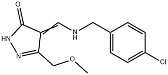 4-([(4-CHLOROBENZYL)AMINO]METHYLENE)-5-(METHOXYMETHYL)-2,4-DIHYDRO-3H-PYRAZOL-3-ONE 结构式