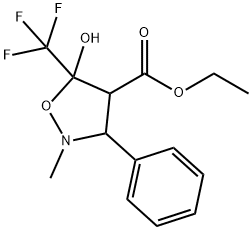ETHYL 5-HYDROXY-2-METHYL-3-PHENYL-5-(TRIFLUOROMETHYL)TETRAHYDRO-4-ISOXAZOLECARBOXYLATE 结构式