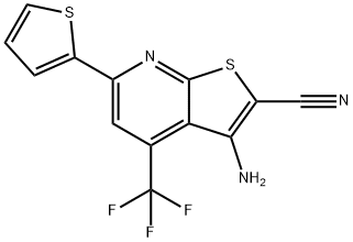 3-AMINO-6-THIOPHEN-2-YL-4-TRIFLUOROMETHYL-THIENO[2,3-B]PYRIDINE-2-CARBONITRILE 结构式