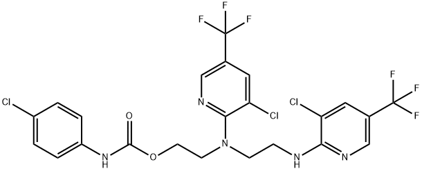 2-[[3-CHLORO-5-(TRIFLUOROMETHYL)-2-PYRIDINYL](2-([3-CHLORO-5-(TRIFLUOROMETHYL)-2-PYRIDINYL]AMINO)ETHYL)AMINO]ETHYL N-(4-CHLOROPHENYL)CARBAMATE 结构式