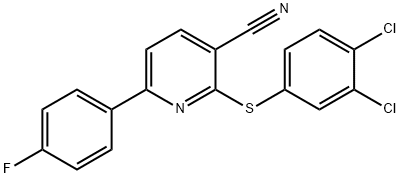 2-[(3,4-DICHLOROPHENYL)SULFANYL]-6-(4-FLUOROPHENYL)NICOTINONITRILE 结构式