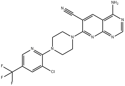 4-AMINO-7-(4-[3-CHLORO-5-(TRIFLUOROMETHYL)-2-PYRIDINYL]PIPERAZINO)PYRIDO[2,3-D]PYRIMIDINE-6-CARBONITRILE 结构式