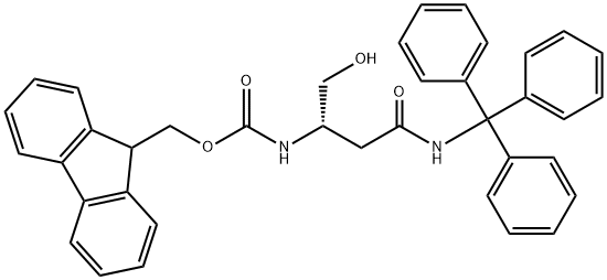 (9H-芴-9-基)甲基(S)-(1-羟基-4-氧代-4-三苯甲基氨基)丁-2-基)氨基甲酸酯 结构式