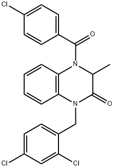 4-(4-CHLOROBENZOYL)-1-(2,4-DICHLOROBENZYL)-3-METHYL-3,4-DIHYDRO-2(1H)-QUINOXALINONE 结构式