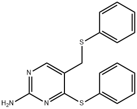 4-(PHENYLSULFANYL)-5-[(PHENYLSULFANYL)METHYL]-2-PYRIMIDINAMINE 结构式