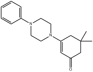 5,5-二甲基-3-(4-苯基吡嗪-1-基)环己-2-烯-1-酮 结构式