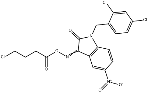 3-([(4-CHLOROBUTANOYL)OXY]IMINO)-1-(2,4-DICHLOROBENZYL)-5-NITRO-1,3-DIHYDRO-2H-INDOL-2-ONE 结构式