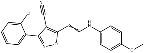 3-(2-Chlorophenyl)-5-[2-(4-methoxyanilino)vinyl]-4-isoxazolecarbonitrile 结构式