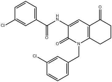 3-CHLORO-N-[1-(3-CHLOROBENZYL)-2,5-DIOXO-1,2,5,6,7,8-HEXAHYDRO-3-QUINOLINYL]BENZENECARBOXAMIDE 结构式