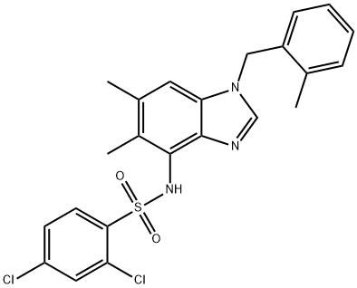 2,4-Dichloro-N-[5,6-dimethyl-1-(2-methylbenzyl)-1H-1,3-benzimidazol-4-yl]benzenesulfonamide 结构式