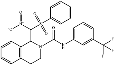 1-[NITRO(PHENYLSULFONYL)METHYL]-N-[3-(TRIFLUOROMETHYL)PHENYL]-3,4-DIHYDRO-2(1H)-ISOQUINOLINECARBOXAMIDE 结构式
