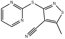 5-Methyl-3-(2-pyrimidinylsulfanyl)-4-isothiazolecarbonitrile 结构式