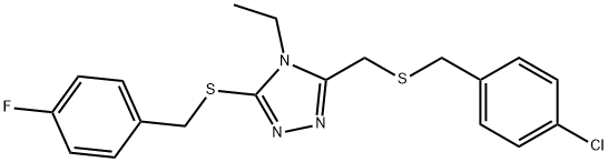 3-([(4-CHLOROBENZYL)SULFANYL]METHYL)-4-ETHYL-5-[(4-FLUOROBENZYL)SULFANYL]-4H-1,2,4-TRIAZOLE 结构式