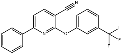 6-PHENYL-2-[3-(TRIFLUOROMETHYL)PHENOXY]NICOTINONITRILE 结构式