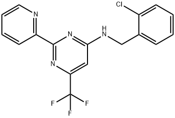 N-(2-CHLOROBENZYL)-2-(2-PYRIDINYL)-6-(TRIFLUOROMETHYL)-4-PYRIMIDINAMINE 结构式