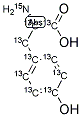 L-4-羟基苯基丙氨酸-13C9,15N 结构式