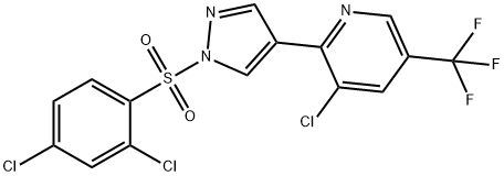 3-CHLORO-2-(1-[(2,4-DICHLOROPHENYL)SULFONYL]-1H-PYRAZOL-4-YL)-5-(TRIFLUOROMETHYL)PYRIDINE 结构式