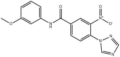 N-(3-METHOXYPHENYL)-3-NITRO-4-(1H-1,2,4-TRIAZOL-1-YL)BENZENECARBOXAMIDE 结构式