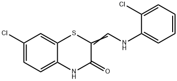 7-CHLORO-2-[(2-CHLOROANILINO)METHYLENE]-2H-1,4-BENZOTHIAZIN-3(4H)-ONE 结构式