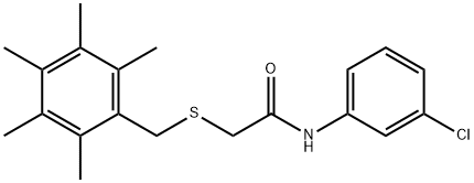 N-(3-CHLOROPHENYL)-2-[(2,3,4,5,6-PENTAMETHYLBENZYL)SULFANYL]ACETAMIDE 结构式