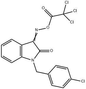 1-(4-CHLOROBENZYL)-3-([(2,2,2-TRICHLOROACETYL)OXY]IMINO)-1,3-DIHYDRO-2H-INDOL-2-ONE 结构式