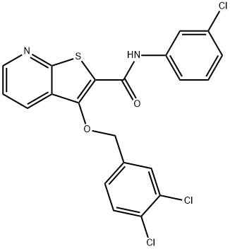 N-(3-CHLOROPHENYL)-3-[(3,4-DICHLOROBENZYL)OXY]THIENO[2,3-B]PYRIDINE-2-CARBOXAMIDE 结构式