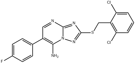 2-[(2,6-DICHLOROBENZYL)SULFANYL]-6-(4-FLUOROPHENYL)[1,2,4]TRIAZOLO[1,5-A]PYRIMIDIN-7-AMINE 结构式