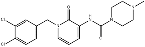 N-(1-(3,4-二氯苄基)-2-氧代-1,2-二氢吡啶-3-基)-4-甲基哌嗪-1-甲酰胺 结构式