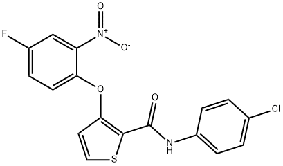 N-(4-CHLOROPHENYL)-3-(4-FLUORO-2-NITROPHENOXY)-2-THIOPHENECARBOXAMIDE 结构式