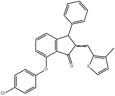 7-(4-CHLOROPHENOXY)-2-[(3-METHYL-2-THIENYL)METHYLENE]-3-PHENYL-1-INDANONE 结构式