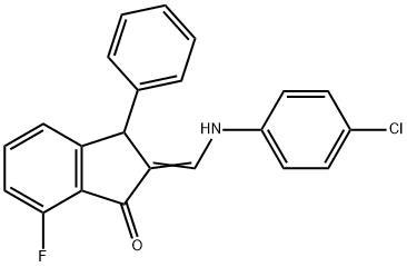 2-[(4-CHLOROANILINO)METHYLENE]-7-FLUORO-3-PHENYL-1-INDANONE 结构式