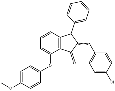 2-[(4-CHLOROPHENYL)METHYLENE]-7-(4-METHOXYPHENOXY)-3-PHENYL-1-INDANONE 结构式