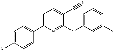 6-(4-CHLOROPHENYL)-2-[(3-METHYLPHENYL)SULFANYL]NICOTINONITRILE 结构式