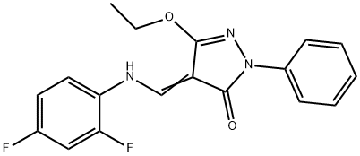 4-[(2,4-DIFLUOROANILINO)METHYLENE]-5-ETHOXY-2-PHENYL-2,4-DIHYDRO-3H-PYRAZOL-3-ONE 结构式