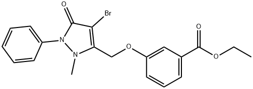 ETHYL 3-((4-BROMO-2-METHYL-5-OXO-1-PHENYL-3-PYRAZOLIN-3-YL)METHOXY)BENZOATE 结构式