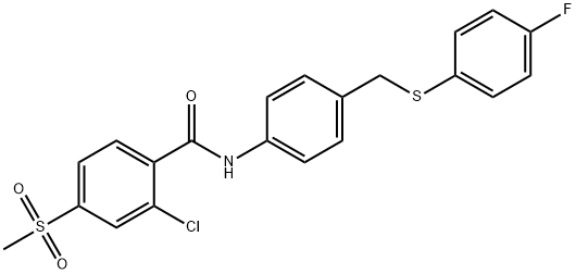 2-CHLORO-N-(4-([(4-FLUOROPHENYL)SULFANYL]METHYL)PHENYL)-4-(METHYLSULFONYL)BENZENECARBOXAMIDE 结构式