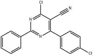 4-CHLORO-6-(4-CHLOROPHENYL)-2-PHENYL-5-PYRIMIDINECARBONITRILE 结构式