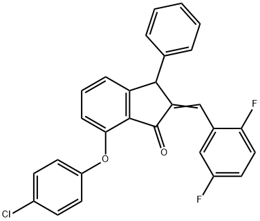 7-(4-CHLOROPHENOXY)-2-[(2,5-DIFLUOROPHENYL)METHYLENE]-3-PHENYL-1-INDANONE 结构式