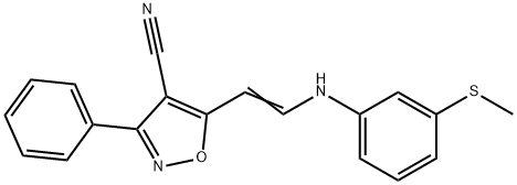5-(2-[3-(Methylsulfanyl)anilino]vinyl)-3-phenyl-4-isoxazolecarbonitrile 结构式