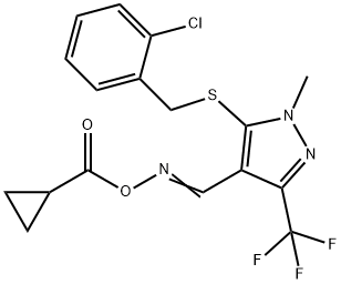 5-[(2-CHLOROBENZYL)SULFANYL]-4-(([(CYCLOPROPYLCARBONYL)OXY]IMINO)METHYL)-1-METHYL-3-(TRIFLUOROMETHYL)-1H-PYRAZOLE 结构式